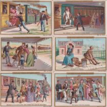 Trade cards, Liebig, Adventures on the Railway, ref S306, French edition (set, 6 cards) (gd)