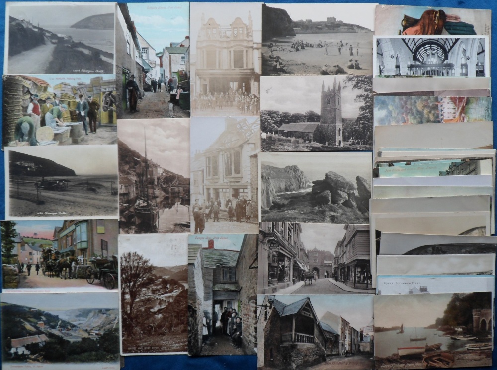 Postcards, a Cornwall collection of approx. 89 cards with a few Devon. RPs include fire at Fore St - Image 3 of 3