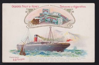 Tobacco advertising, Ogden's, Steamer postcard for S.S. Tunisian with advertisement for Ogden's