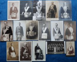 Postcards, Masonic, an interesting selection of approx. 34 Masonic cards inc. RPs of Masons posing