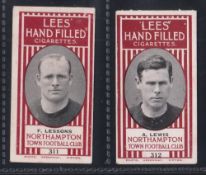 Cigarette cards, Lees, Northampton Footballers, 2 cards, 311 F Lessons (slight corner crease) &