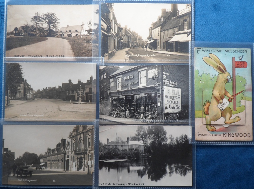 Postcards, Hampshire, a Ringwood selection of 7 cards, with 6 RPs inc. High St (2), Market Place,