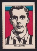 Trade card, M M Frame, Sports Stars, 'M' size, Footballer no 3, Jack Milburn, artist drawn type card