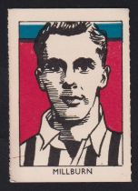 Trade card, M M Frame, Sports Stars, 'M' size, Footballer no 3, Jack Milburn, artist drawn type card