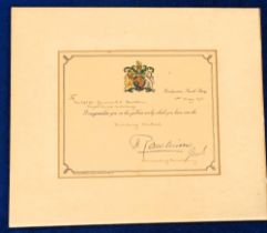Militaria, WW1 Certificate for Military Medal awarded to Gunner P.S. Bowden, Royal Field Artillery