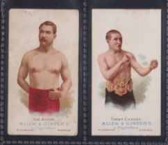 Cigarette cards, USA, Allen & Ginter, Worlds Champions 1st Series, 2 cards, Joe Acton (fair) & Jimmy