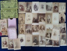 Photographs, a collection of 33 cartes de visite housed in a De la Rue Poker card box. Images