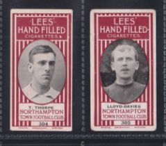 Cigarette cards, Lees, Northampton Footballers, 2 cards, 304 T Thorpe & 305 Lloyd Davies (both