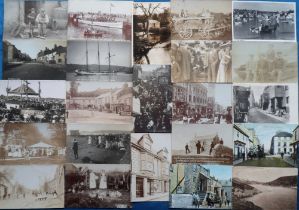 Postcards, a Cornwall collection of approx. 89 cards with a few Devon. RPs include fire at Fore St