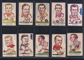 Trade cards, A J Donaldson, Sports Favourites (all football subjects with large heads) 20 cards, all