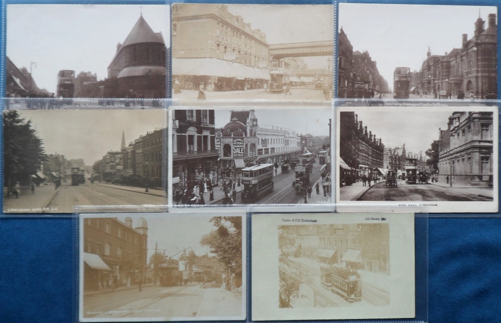 Postcards, London, an RP selection of 20 cards of London Suburb street scenes all with transport - Image 2 of 2