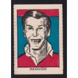 Trade card, M M Frame, Sports Stars, 'M' size, Footballer no 9, Wilf Mannion, artist drawn type card