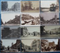 Postcards, London, an RP selection of 20 cards of London Suburb street scenes all with transport