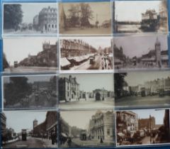 Postcards, London, an RP selection of 20 cards of London Suburb street scenes all with transport