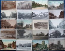 Postcards, Notts, Lincs, and Derbyshire, approx. 64 cards, RPs and printed to include street scenes,