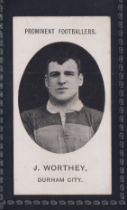 Cigarette card, Taddy, Prominent Footballers (No Footnote), Durham City, type card, J. Worthey (