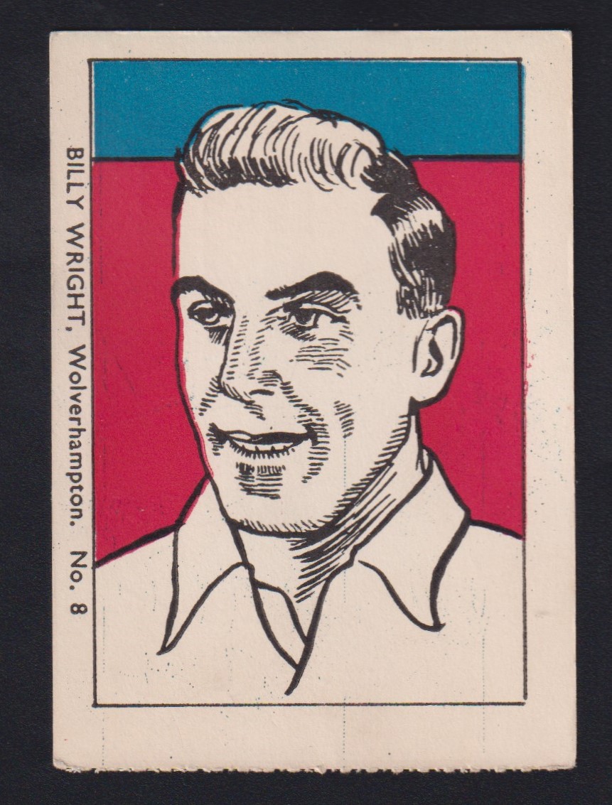 Trade card, M M Frame, Sports Stars, 'L size, Footballer no 8, Billy Wright, Wolverhampton, artist