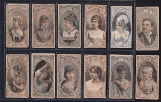 Cigarette cards, USA, Thos. H Hall Actors & Actresses 12 cards, various versions (fair)