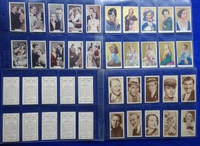 Cigarette cards, Film / Cinema, 3 complete sets, Rothmans Beauties of the Cinema (gold backgrounds),