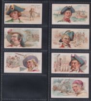 Cigarette cards, USA, Allen & Ginter, Pirates of the Spanish Main, 7 cards, Captain Worley, Stede