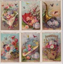Trade cards, Liebig, Flower Arrangements with Butterflies, S307, French edition (set, 6 cards) (gd)