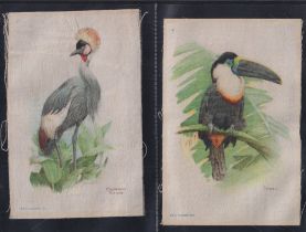 Tobacco silks, Godfrey Phillips, 11 Postcard sized in 3 part sets. Birds of the Tropics (3) ,