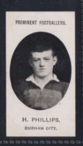 Cigarette card, Taddy, Prominent Footballers (No Footnote), Durham City, type card, H. Phillips (vg)