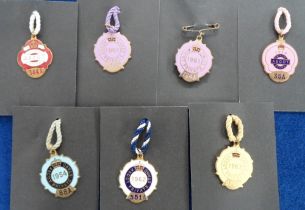 Horse Racing Badges, Royal Ascot, seven enamel badges for Ascot Private Stand 1952, 1953, 1954, 1961