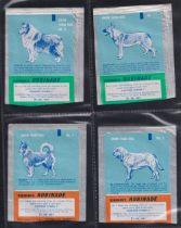 Trade card wrappers, Robinson Robinade, Know your Dogs, 9 foil wrappers nos 1, 2, 5, 9, 13, 14,