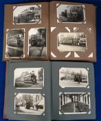 Transportation, Tram Photographs, London, 2 albums, one containing 87 postcard sized b/w London
