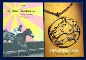 Horse Racing Racecards, The Minstrel (Derby winner 1977), two racecards both at Ascot, featuring The
