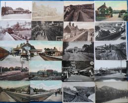 Postcards, Rail, a mixed age Railway collection of approx. 45 cards with station RPs at Slough (