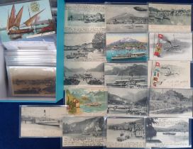 Postcards, Switzerland, Steam Boats, a collection of 250+ mixed age cards showing many different