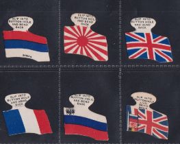 Cigarette cards, Carreras, Flags of the Allies (Shaped), 'K' size, 6 cards, France, Japan, Russia,