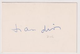 Autograph, Fashion, Christian Dior (1905-1957), blue ink on cream card 'tian dior' (11.5 x 7.5