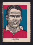Trade card, M M Frame, Sports Stars, 'M' size, Footballer no 13, W B Liddell, artist drawn type card