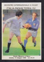 Rugby programme, Italy v England XV 10 May, 1986, official match programme for game played at Stadio