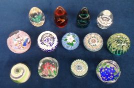 Collectables, Glass Paperweights, 13 examples to include Saint Louis blue Nemophila flowers,