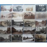 Postcards, Kent, 70+ cards showing hop pickers, street scenes, flood, 'Entertaining The Wounded at