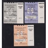 Football tickets, World Cup 1966, set of 3 group Brazil games at played at Goodison Park v