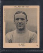 Trade cards, Klene Val Footer Gum, Footballers type card, number 15 M Busby Liverpool (gd)