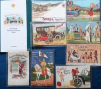 Postcards, Advertising, 8 Shell poster ads, inc. 'Helping Father' no. 75, 'King Petrolemy