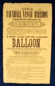 Ephemera, Hot Air Balloon poster dated December 19th 1836, 'Royal Vauxhall Nassau Balloon