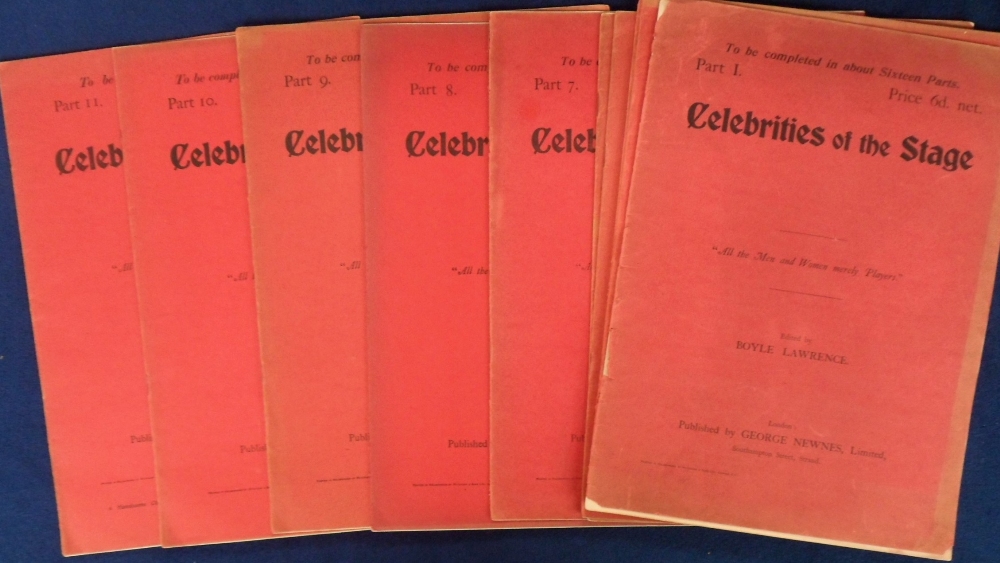 Ephemera, Theatre, issues 1-11 (of 16) of Celebrities of the Stage, each with 2 or 4 full pages of