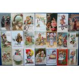 Postcards, a children/greetings mix of approx. 127 cards, artists include Bompard, Greiner, Nystrom,