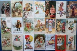 Postcards, a children/greetings mix of approx. 127 cards, artists include Bompard, Greiner, Nystrom,