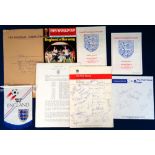 Football memorabilia / autographs, England v Norway, 1980, selection of items in FA outer folder