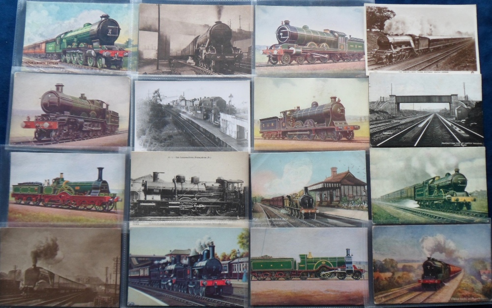 Postcards, Rail, a selection of approx. 28 cards, RPs, printed and artist drawn to include