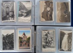 Postcards, Switzerland, a collection of 280+ early to 1950s cards in 2 modern albums showing