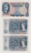 Bank Notes, 6 notes to comprise L.K. O'Brien Five Pound note H50, Jasper Hollom £5 notes A13 and